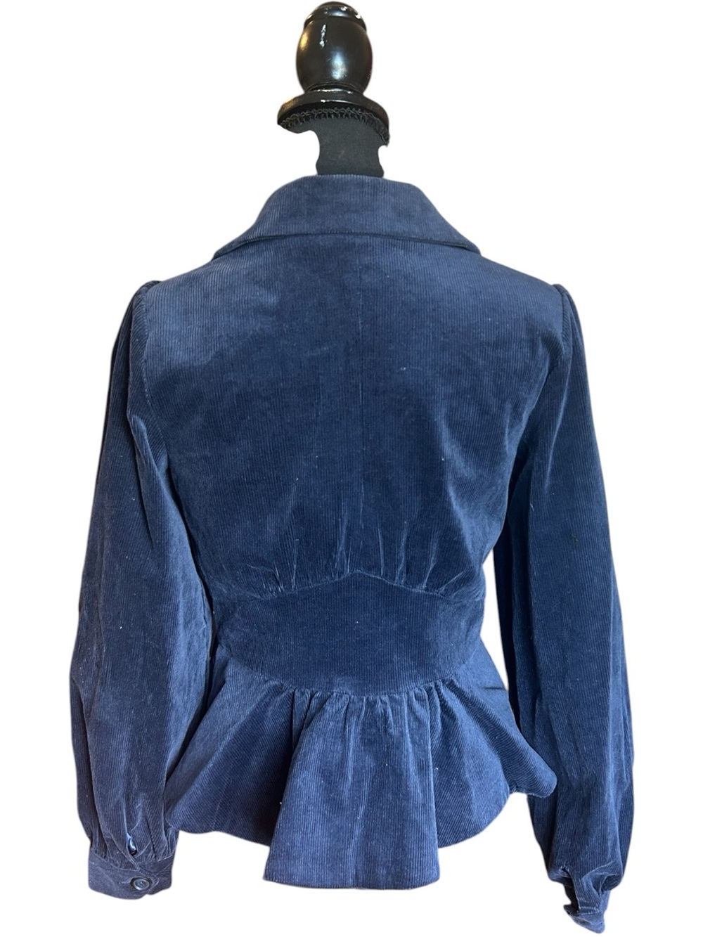 Collectif Vintage Women's Navy Corduroy Peplum Jacket - Picture 2 of 5